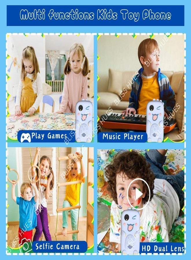 BLiSS HUES لعبة هاتف ذكي للأطفال من BLiSS HUES مزودة بمشغل موسيقى MP3 وكاميرا مزدوجة لالتقاط صور السيلفي وألعاب مدمجة وشاشة 2.4 بوصة وكاميرا 8 ميجابكسل، مناسبة للأولاد والبنات (أزرق) - Image 2